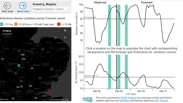 AHDB Sclerotinia forecast March 2022 example